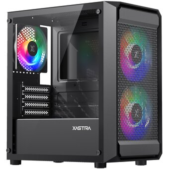  Корпус XASTRA A303M 3FRGB Black (A303M-2FC14F-1FC12F) mATX/Mesh/ tempered glass / 2x140mm + 1x120mm FRGB fans 