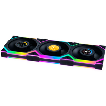  Комплект вентиляторов (3шт.) Lian Li UNI Fan SL Wireless LCD 120 Reverse Blade (G99.12RSLLCD1W3B.R0)/12RSLLCD1W3B Black/120x124,5x28мм(1.6”,PWM,ARGB) 