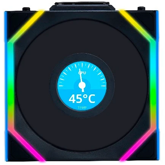  Комплект вентиляторов (3шт.) Lian Li UNI Fan SL Wireless LCD 120 Reverse Blade (G99.12RSLLCD1W3B.R0)/12RSLLCD1W3B Black/120x124,5x28мм(1.6”,PWM,ARGB) 