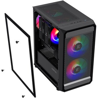  Корпус XASTRA A303M 3FRGB Black (A303M-2FC14F-1FC12F) mATX/Mesh/ tempered glass / 2x140mm + 1x120mm FRGB fans 