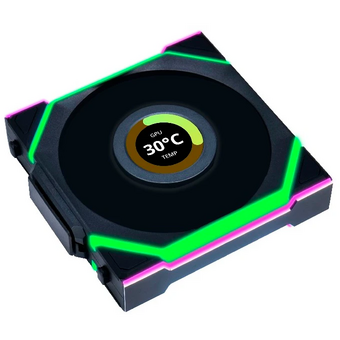  Комплект вентиляторов (3шт.) Lian Li UNI Fan SL Wireless LCD 120 Reverse Blade (G99.12RSLLCD1W3B.R0)/12RSLLCD1W3B Black/120x124,5x28мм(1.6”,PWM,ARGB) 