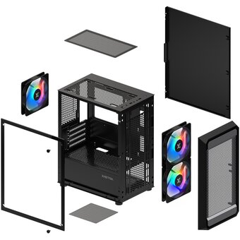  Корпус XASTRA A303M 3FRGB Black (A303M-2FC14F-1FC12F) mATX/Mesh/ tempered glass / 2x140mm + 1x120mm FRGB fans 