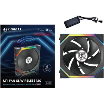  Вентилятор Lian Li UNI Fan SL Wireless 120 Reverse Blade (G99.12RSL1W1B.R0) / 12RSL1W1B Black / 120x124,5x28мм (PWM, ARGB, 2000 об/мин (Max.), 31dBa) 