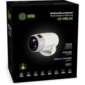  Проектор Cactus CS-PRE.01B.WUXGA-A Full HD-A LCD 7300Lm LS 250Lm ANSI (1920x1080) 1500:1 ресурс лампы:50000часов 1xUSB typeA 1xHDMI 1кг 