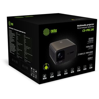  Проектор Cactus CS-PRC.06B.WUXGA-A Full HD-A LCD 21000Lm LS 900Lm ANSI (1920x1080) 2000:1 ресурс лампы:50000часов 2xUSB typeA 2xHDMI 3.0кг 