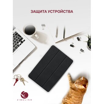  Чехол для планшета Huawei MatePad 2025, 2023 (11.5") (BTKR-W09, BTK-AL09, BTK-W09) с рисунком, с магнитом, черный с принтом КОТИК ЦВЕТОЧКИ, (Хуавей Мате Пад 2025 2023) 