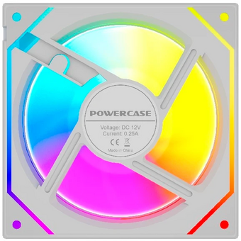  Вентилятор Powercase (M52-12W ARGB) White 120x120x25мм (PWM, 4pin PWM (M+F)+ 3pin ARGB (M+F), 600-1800 об/мин) Bulk 