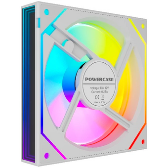  Вентилятор Powercase (M52-12W ARGB) White 120x120x25мм (PWM, 4pin PWM (M+F)+ 3pin ARGB (M+F), 600-1800 об/мин) Bulk 