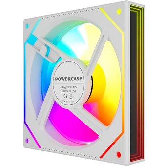  Вентилятор Powercase (M52-12W ARGB) White 120x120x25мм (PWM, 4pin PWM (M+F)+ 3pin ARGB (M+F), 600-1800 об/мин) Bulk 