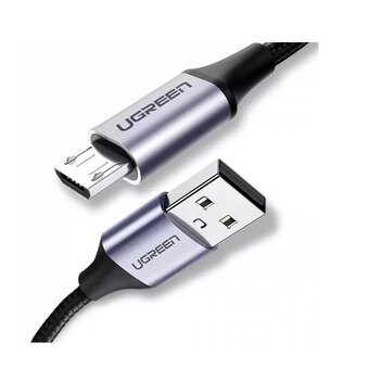  Кабель UGREEN US290 (60403) USB 2.0 A to Micro USB Cable Nickel Plating Alu Braid 3m Gray/Black 