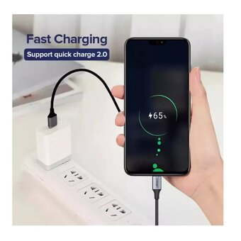  Кабель UGREEN US290 (60403) USB 2.0 A to Micro USB Cable Nickel Plating Alu Braid 3m Gray/Black 