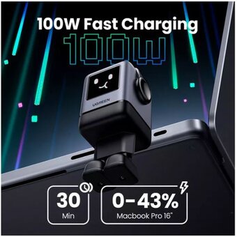  СЗУ UGREEN X688 (45515B) UNO 100W 4-Port GaN USB-A+3*USB-C Fast Charger EU Grey 