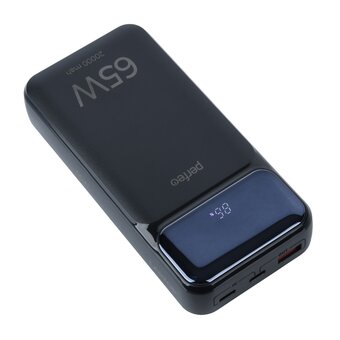  Powerbank Perfeo PF_E1636 Laptop 65W 20000mAh LED дисплей PD+QC 3.0 2Type-C 1 USB, max 65W Black 