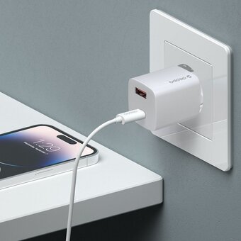  СЗУ Deppa 11410 USB+Type-C PD QC 3.0 GaN 20Вт White 