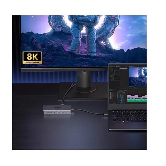  Док-станция UGREEN CM681 (15978) Revodok Pro 13-in-1 4K@60Hz & 2*HDMI & 1*DP with PD Adapter Gray 