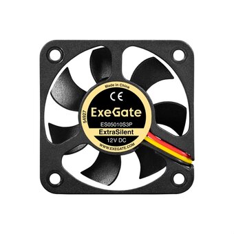  Вентилятор ExeGate ExtraSilent ES05010S3P (EX297018RUS) 12В DC (50x50x10 мм, Sleeve bearing (подшипник скольжения), 3pin, 5000RPM, 28dBA) 