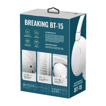  Беспроводная стереогарнитура Breaking BT-15, полноразмерная, ANC, Bluetooth 5.3 (Белый) 