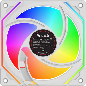  Вентилятор Bloody BD-CF120ARGB5 LCD ARGB (BD-CF120ARGB5-WH) 120х120x25 белый 4-pin 26дБ (упак. 1шт) Ret 