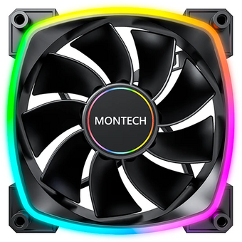  Вентилятор Montech RX140 PWM Reverse Black (RX140 PWM black) / 140mm, 4pin PWM, 3pin ARGB, 600-1600RPM, 90.5CFM, 27.9dBA, Rifle bearing 