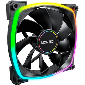  Вентилятор Montech RX140 PWM Reverse Black (RX140 PWM black) / 140mm, 4pin PWM, 3pin ARGB, 600-1600RPM, 90.5CFM, 27.9dBA, Rifle bearing 