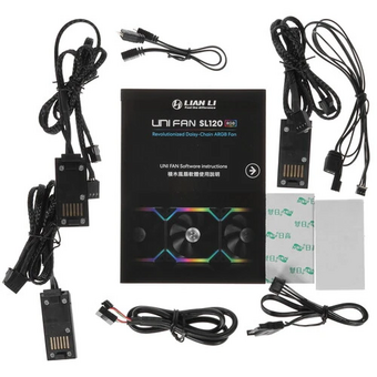  Комплект вентиляторов (3шт.) Lian Li UNI Fan SL120 Black (G99.12UF3B.R0)/UF-SL120-3B/ 120x120x25мм (PWM, ARGB, 800-1900 об/мин, 31dBa) 