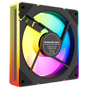  Вентилятор Powercase (M61-12 ARGB) Black 120x120x25мм (PWM, 4pin PWM (M+F)+ 3pin ARGB (M+F), 600-1500 об/мин) Bulk 