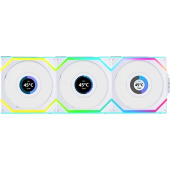  Комплект вентиляторов (3шт.) Lian Li UNI Fan SL Wireless LCD 120 (G99.12SLLCD1W3W.R0)/12SLLCD1W3W White/120x124,5x28мм (1.6” LCD,PWM,ARGB,1900 об/мин) 