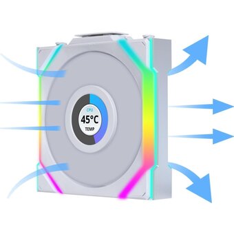  Комплект вентиляторов (3шт.) Lian Li UNI Fan SL Wireless LCD 120 (G99.12SLLCD1W3W.R0)/12SLLCD1W3W White/120x124,5x28мм (1.6” LCD,PWM,ARGB,1900 об/мин) 