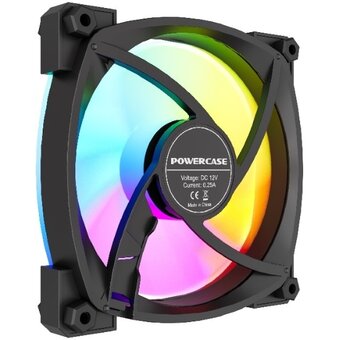  Вентилятор Powercase (M55MR-12 ARGB) Black 120x120x25мм (PWM, 4pin PWM (M+F)+ 3pin ARGB (M+F), 600-1500 об/мин) Bulk 