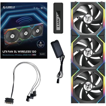  Комплект вентиляторов (3шт.) Lian Li UNI Fan SL Wireless 120 (G99.12SL1W3B.R0)/12SL1W3B Black/120x124,5x28мм (PWM, ARGB, 2000 об/мин (Max.), 28.5dBa) 