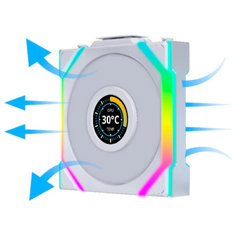  Вентилятор Lian Li UNI Fan SL Wireless LCD 120 Reverse Blade (G99.12RSLLCD1W1W.R0)/12RSLLCD1W1W White/120x124,5x28мм(1.6” LCD, PWM, ARGB, 1900 об/мин) 
