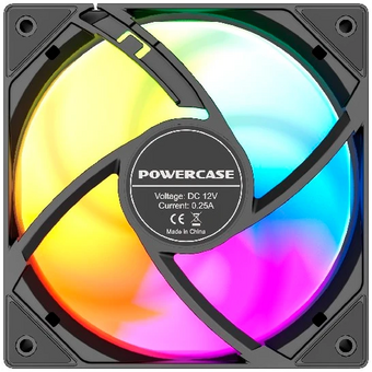  Вентилятор Powercase (M53-14 ARGB) Black 140x140x25мм (PWM, 4pin PWM (M+F)+ 3pin ARGB (M+F), 600-1800 об/мин) Bulk 