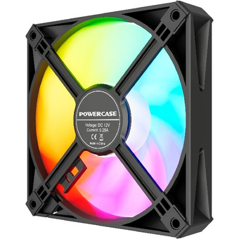  Вентилятор Powercase (M56-12 ARGB) Black 120x120x25мм (PWM, 4pin PWM (M+F)+ 3pin ARGB (M+F), 700-1500 об/мин) Bulk 