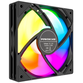  Вентилятор Powercase (M53-14 ARGB) Black 140x140x25мм (PWM, 4pin PWM (M+F)+ 3pin ARGB (M+F), 600-1800 об/мин) Bulk 