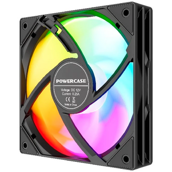 Вентилятор Powercase (M53-14 ARGB) Black 140x140x25мм (PWM, 4pin PWM (M+F)+ 3pin ARGB (M+F), 600-1800 об/мин) Bulk 