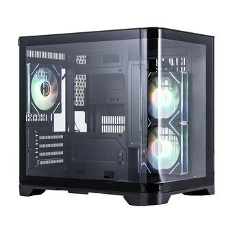  Корпус 1STPLAYER Uview UV5 ARGB Black (UV5-BK-2FC7R-1FC7) / mATX / 3x120mm ARGB fans 