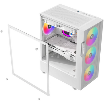  Корпус XASTRA A302 4FRGB White (A302-WH-FC120FRGB-4F-GL) ATX/Mesh/ tempered glass / 4x120mm FC120-FRGB fans 