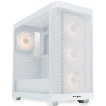  Корпус HSPD M740 (M740-TGWH-ARGB), без БП, Mesh Mid Tower, white, TG, 0.6 SPCC, 4x120mm ARGB E-ATX, ATX, mITX 170/400/200mm 4x2.5", 2x3.5", 7x 