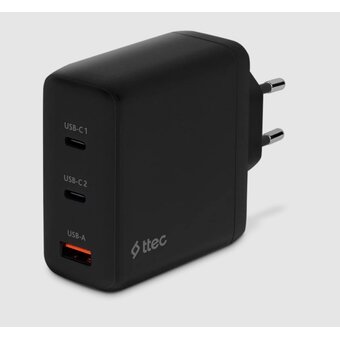  СЗУ TTEC 2SCG04S SmartCharger Trio GAN 120W PD Travel Charger 2 USB-C+USB-A Black 