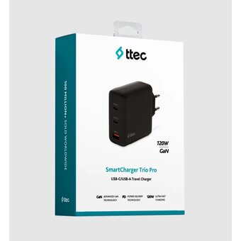  СЗУ TTEC 2SCG04S SmartCharger Trio GAN 120W PD Travel Charger 2 USB-C+USB-A Black 