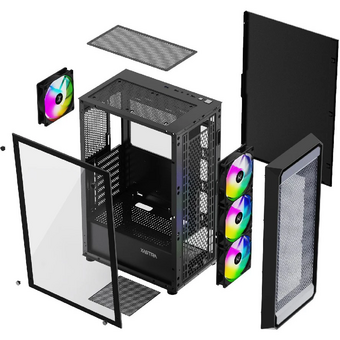 Корпус XASTRA A403 4ARGB Black (A403-4FC12A) ATX/Mesh tempered glass 4x120mm ARGB PWM fans 