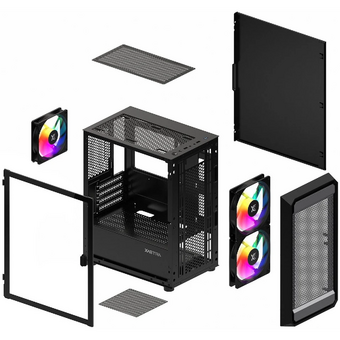  Корпус XASTRA A303M 3ARGB Black (A303M-2FC14A-1FC12A-D) mATX/Mesh tempered glass 2x140mm + 1x120mm ARGB PWM fans Door 