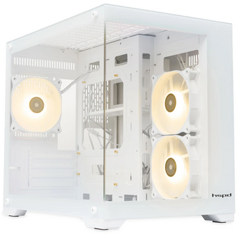  Корпус HSPD F330 (F330-TGWH-ARGB), без БП, Panoramic Mini-tower, White, TG, 0.5 SPCC, 3x120mm ARGB mATX, mITX 160/400/200mm 1x2.5", 2x3.5", 4x 