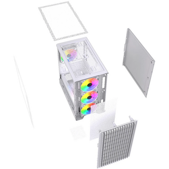  Корпус Powercase Mistral Micro C4W ARGB (CMMCW-A4), Tempered Glass, 4x 120mm ARGB PWM Fan, белый, mATX 
