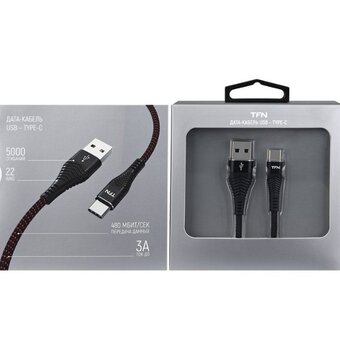  Кабель TFN TFN-CFZUSBCUSB2MBK TypeC forza 2.0m black 