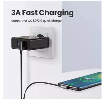  Кабель UGREEN US176 (20856) Right Angle USB-A to USB-C Cable 1m Space Gray 