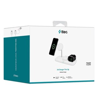  Беспроводное ЗУ TTEC 2KS32B AirCharger Trio Up MagSafe compt. 3 in 1 iPhone + Apple Watch + AirPodsWireless Charger White 