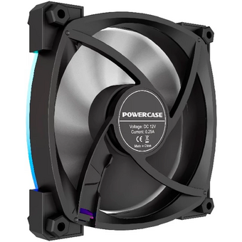  Вентилятор Powercase (M55-12 ARGB) Black 120x120x25мм (PWM, 4pin PWM (M+F)+ 3pin ARGB (M+F), 600-1500 об/мин) Bulk 