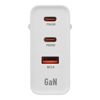  Зарядное устройство GOPOWER 00-00028405 1USB+2TYPE-C 65W QC3.0 GAN White 