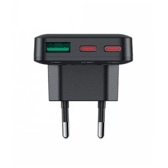  СЗУ ACEFAST A100 PD65 W Gan 2 USBC/1 USB-A Ultra-Thin Charger EU Black 